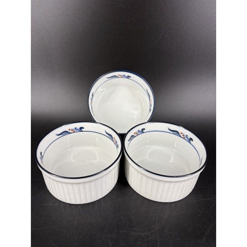 dansk bistro maribo custard/soufflé ramekin set 3 small bowls